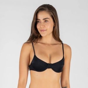 NWOT OneOne Swimwear Lupita Black Bikini Top